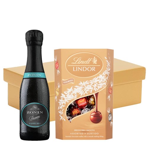 Mini Zonin Cuvee 1821 Prosecco DOC 20cl And Chocolates In Gift Hamper